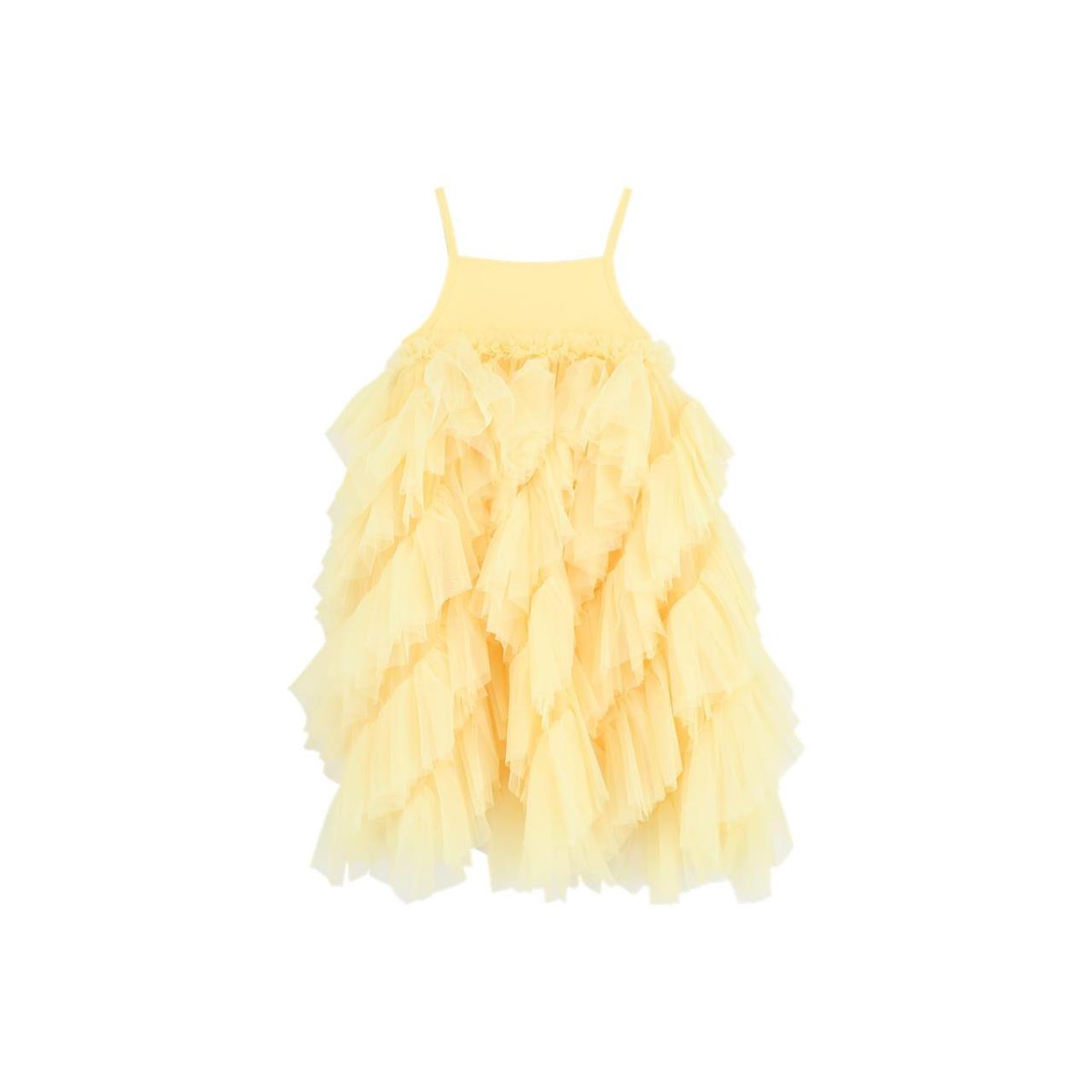Φόρεμα τούλι κορίτσι Angel's Face-Cascade Waterfall Tulle Strappy Dress-Yellow