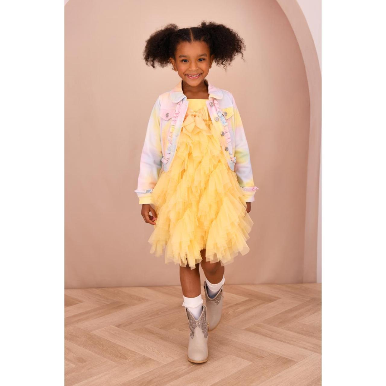 Φόρεμα τούλι κορίτσι Angel's Face-Cascade Waterfall Tulle Strappy Dress-Yellow