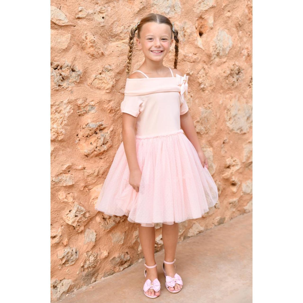 Φόρεμα τούλι κορίτσι Angel's Face-Audrey Off The Shoulder-Peach