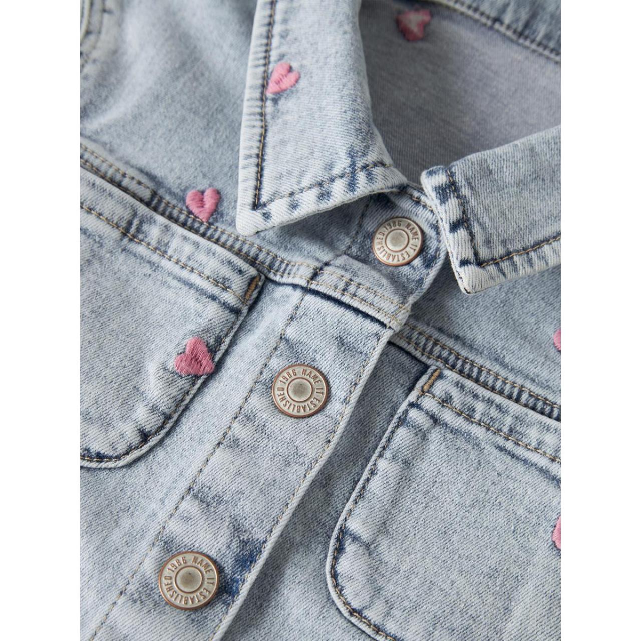 Μπουφάν τζιν κορίτσι name it-13250731-Light Blue Bleached Denim