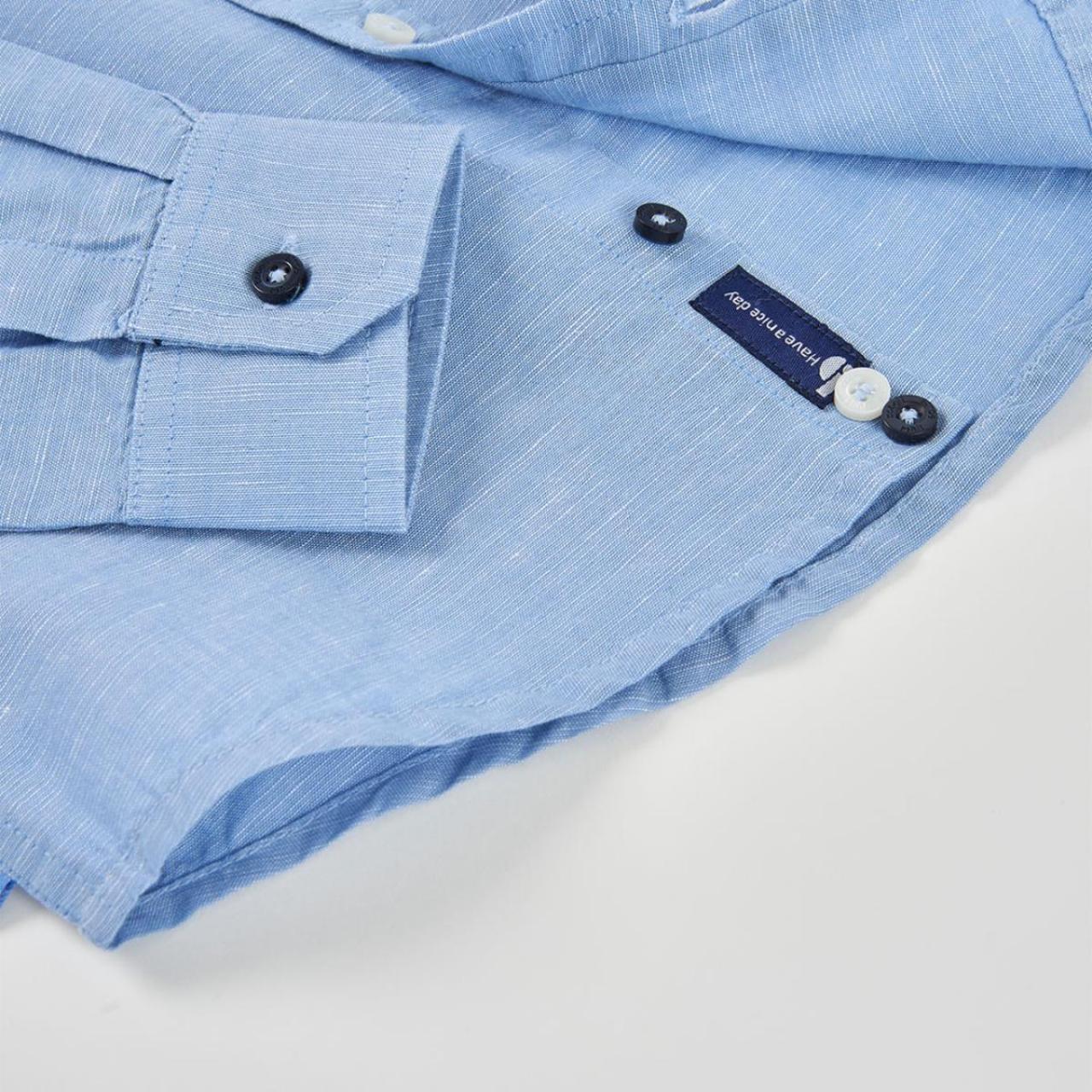 Πουκάμισο λινό αγόρι Boboli-873019-2583-Ciel φωτογραφία