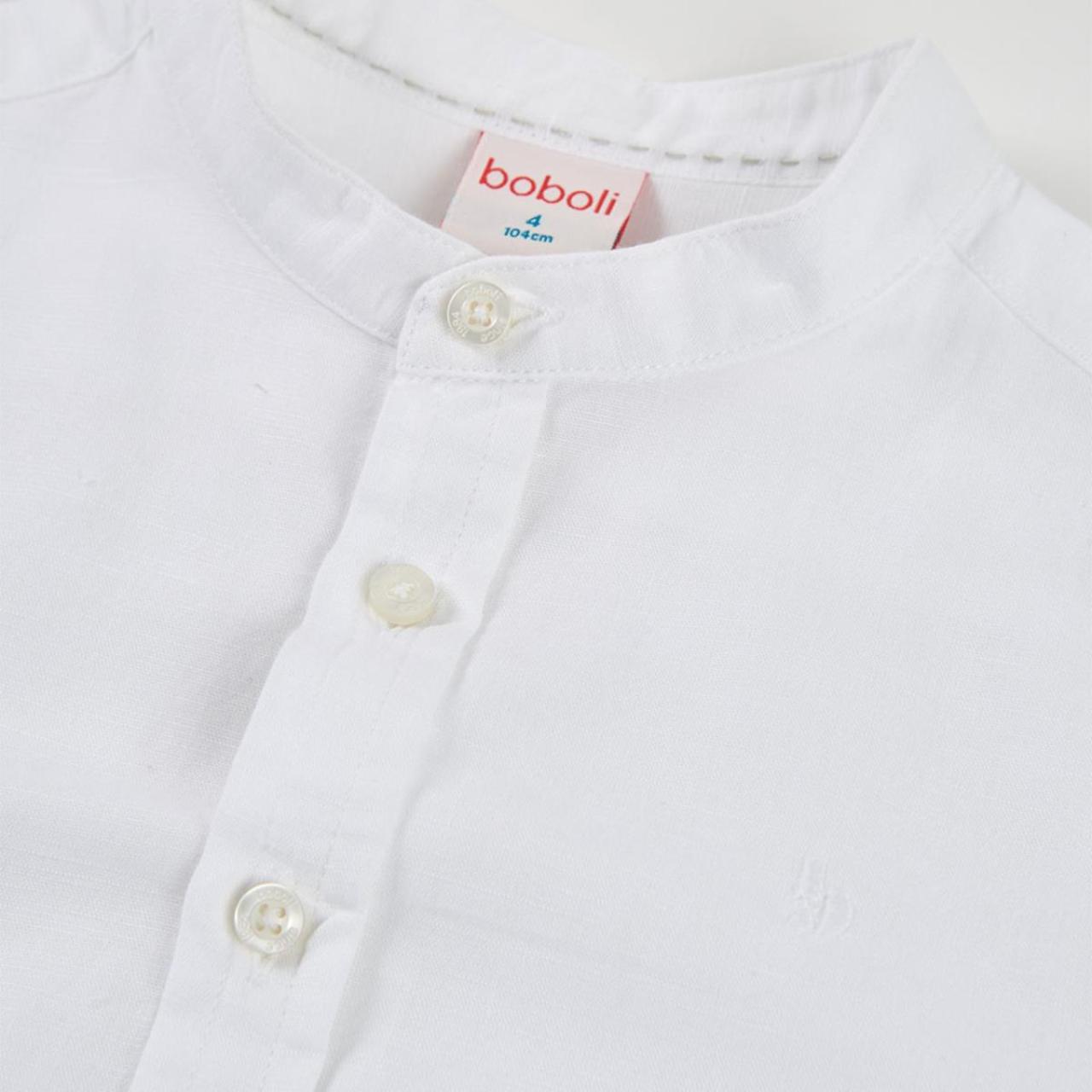 Πουκάμισο λινό αγόρι Boboli-863030-1100-White φωτογραφία