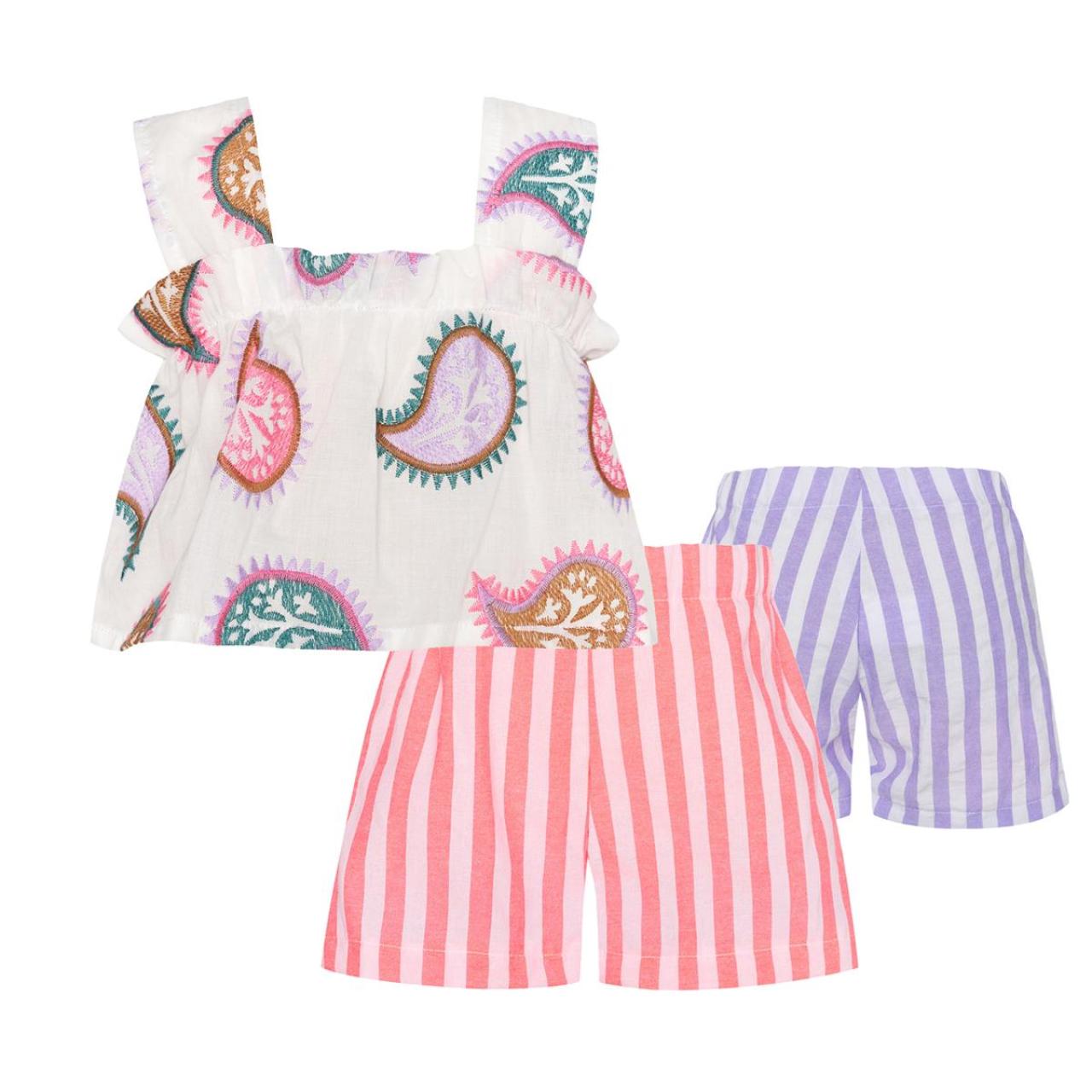 TWO IN A CASTLE Σετ μπεμπέ υφασμάτινο με σορτς κορίτσι two in a castle-T7124-Striped