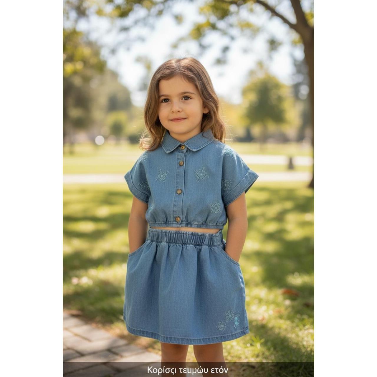 Σετ τζιν φούστα κορίτσι Restart-26/10904-Denim