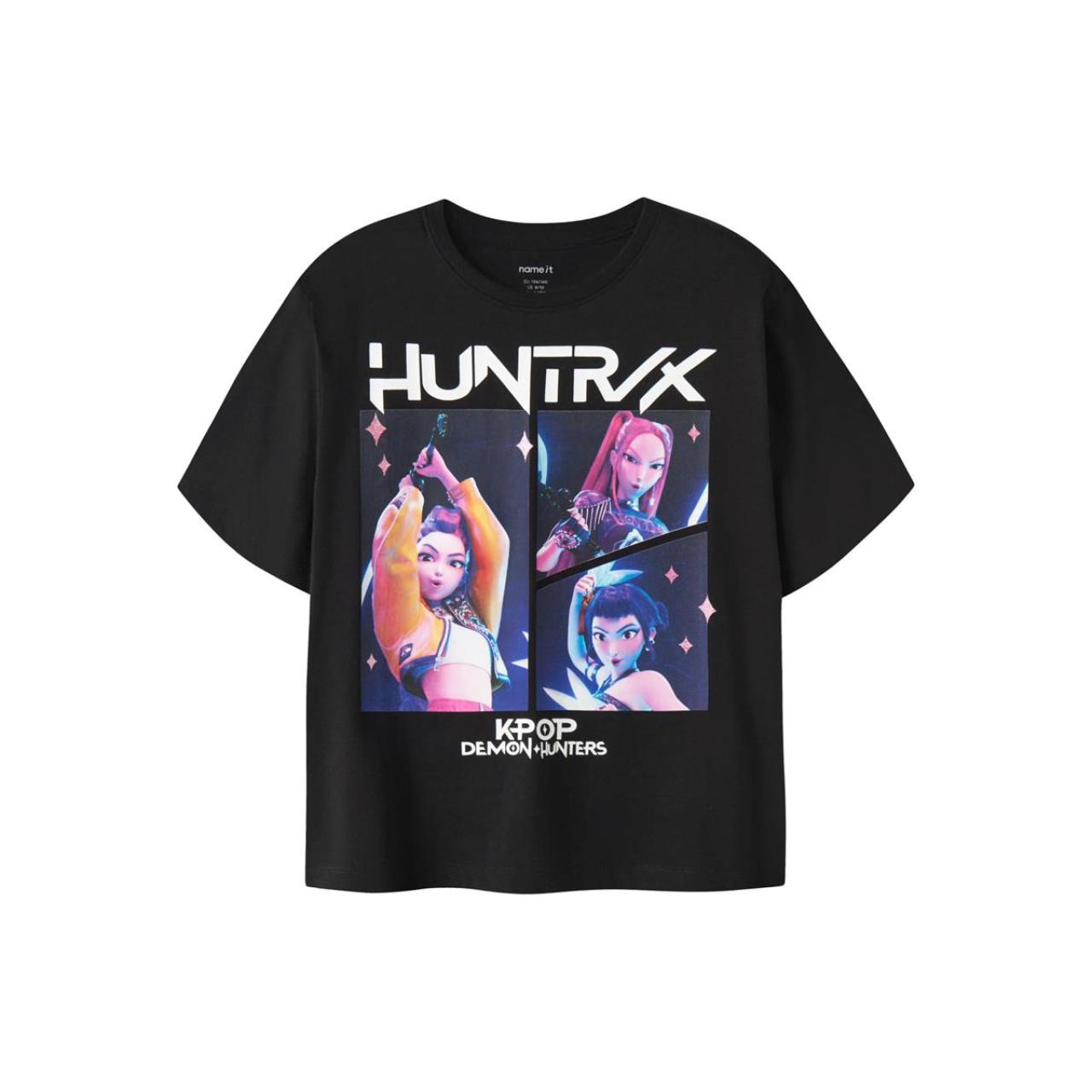 Μπλούζα κοντομάνικη κορίτσι name it K-POP Print Μαύρη