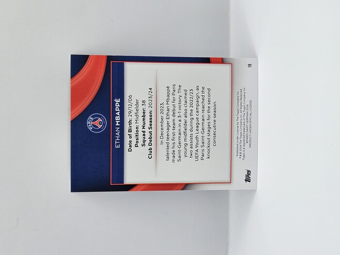 2024Topps Paris Saint-Germain Ethan Empappe Rookie /250 No.18
