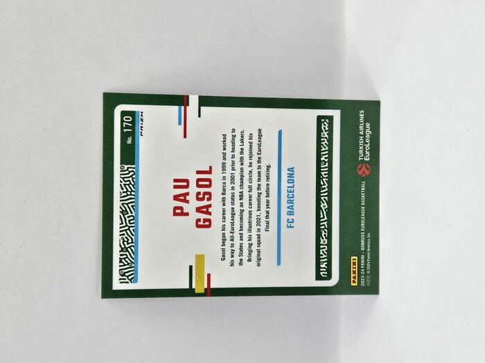 2023-24 Panini euroleague donruss optic Pau Gasol holo No.170