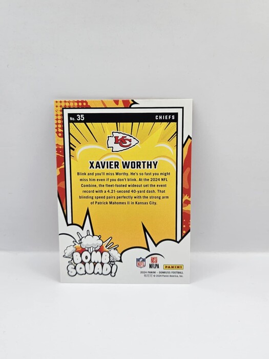 2024 Panini Doruss Football Xavier Worthy ''Bomb Squad!'' No.35