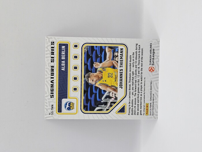 2023-24 Panini euroleague donruss Joannes Thiemann ''Signature Series'' autograph No.SS-TMN