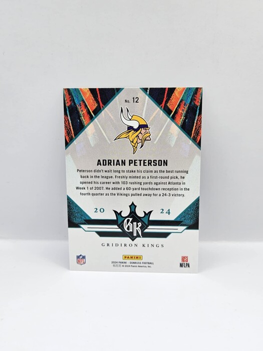 2024 Panini Doruss Football Adrian Peterson ''Gridiron Kings'' No.12