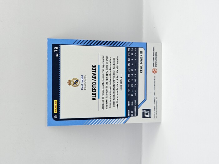 24-25 PANINI DONRUSS EUROLEAGUE REAL MADRID ALBERTO ABALDE PURPLE PRESS PROOF 011/275