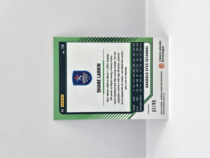 24-25 PANINI DONRUSS OPTIC  EUROLEAGUE ANADOLU EFES SHANE LARKIN RED 02/99