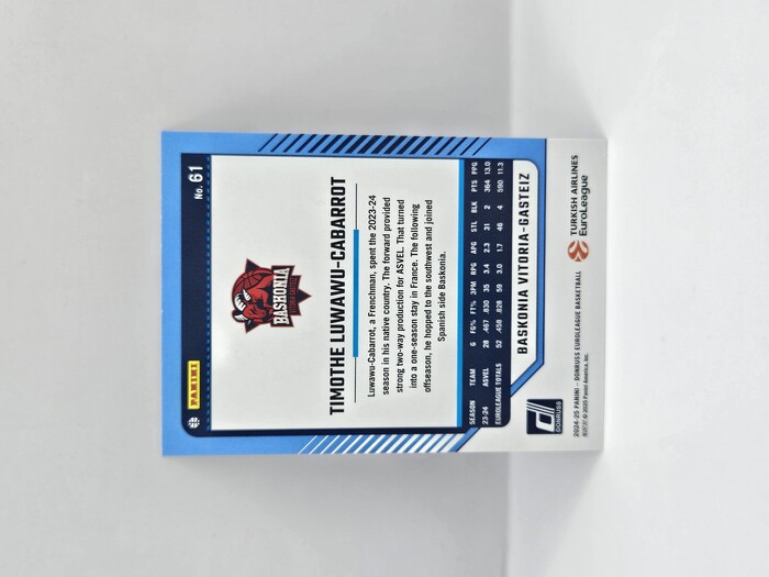24-25 PANINI DONRUSS EUROLEAGUE BASKONIA TIMOTHE LUWAWU CABARROT SILVER LASER 092/149