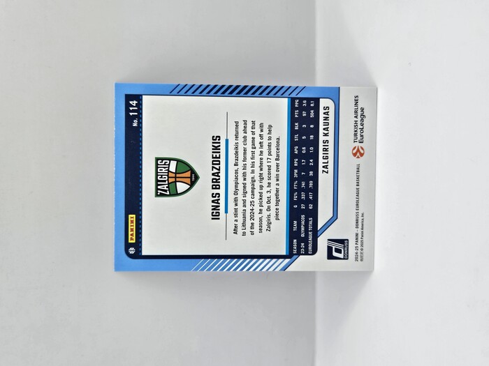 24-25 PANINI DONRUSS EUROLEAGUE ZALGIRIS IGNAS BRAZDEIKIS PURPLE PRESS PROOF106/275