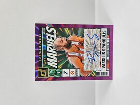 2024-25 PANINI DONRUSS EUROLEAGUE OLYMPIACOS VASSILIS SPANOULIS PURPLE LASER ''NET MARVELS'' AUTOGRAPH 18/25