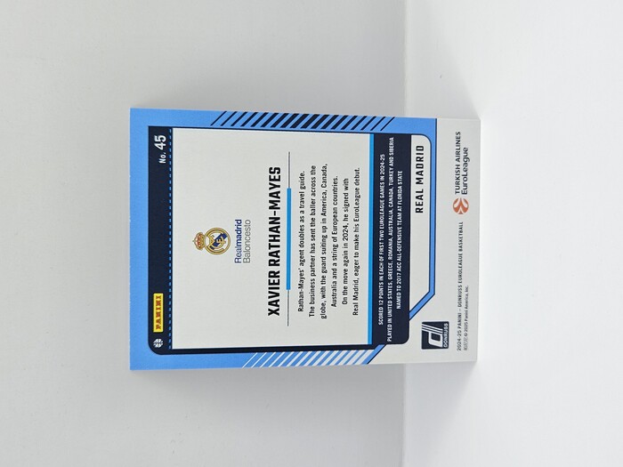 24-25 PANINI DONRUSS EUROLEAGUE REAL MADRID XAVIER RATHAN-MAYES PURPLE PRESS PROOF 049/275