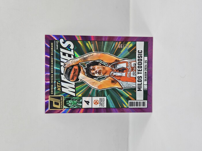 24-25 PANINI DONRUSS EUROLEAGUE CRVENA ZVEZDA MILOS TEODOSIC NET MARVELS PURPLE LASER 62/99