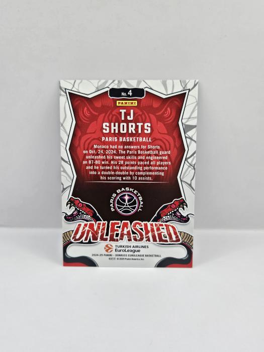 24-25 PANINI DONRUSS EUROLEAGUE PARIS BASKETBALL TJ SHORTS ''UNLEASHED'' SILVER LASER 022/149