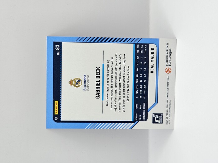 24-25 PANINI DONRUSS EUROLEAGUE REAL MADRID GABRIEL DECK PURPLE LASER 57/99