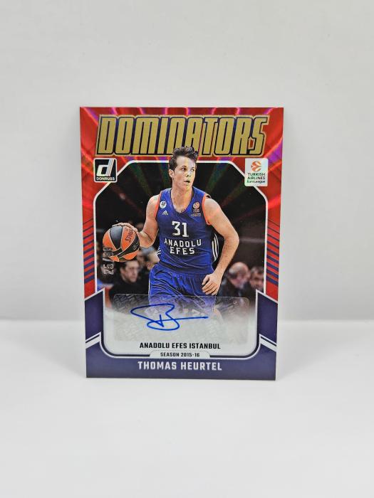24-25 PANINI DONRUSS EUROLEAGUE ANADOLU EFES THOMAS HEURTEL ''DOMINATORS'' RED LASER AUTOGRAPH 25/99