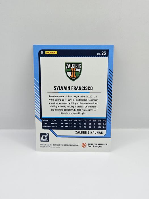 24-25 PANINI DONRUSS EUROLEAGUE ZALGIRIS SYLVAIN FRANCISCO SILVER LASER 056/149
