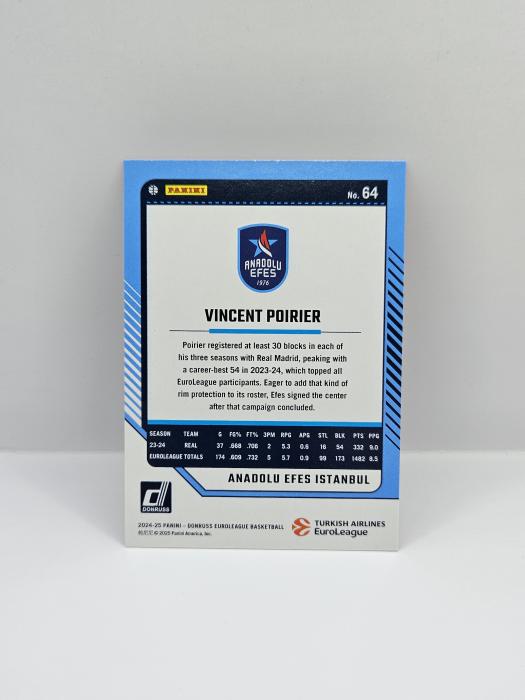 24-25 PANINI DONRUSS EUROLEAGUE ANADOLU EFES VINCENT POIRIER ORANGE LASER 66/75