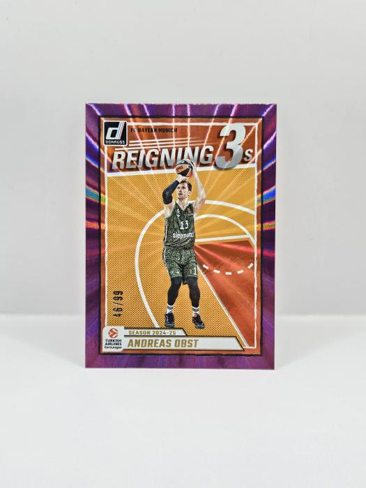 24-25 PANINI DONRUSS EUROLEAGUE REIGNING 3S PURPLE LASER ANDREAS OBST 46/99