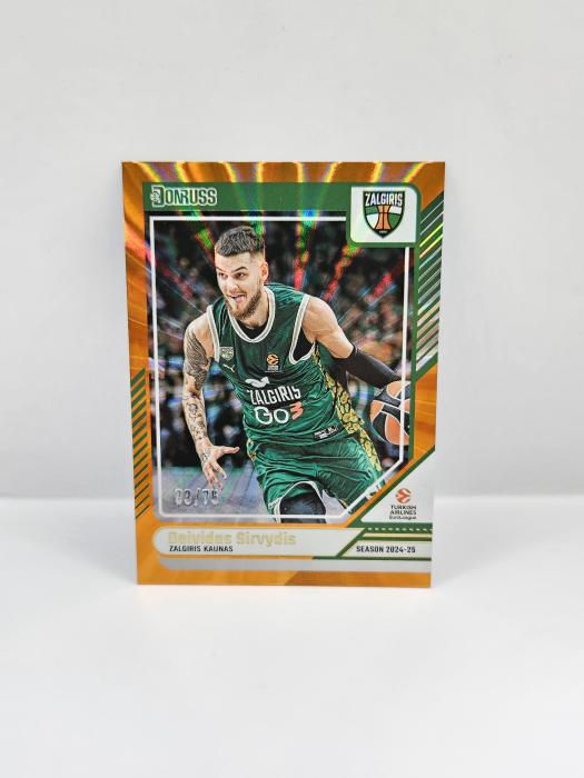 24-25 PANINI DONRUSS EUROLEAGUE ZALGIRIS DEIVIDAS SIRVYDIS ORANGE LASER 03/75