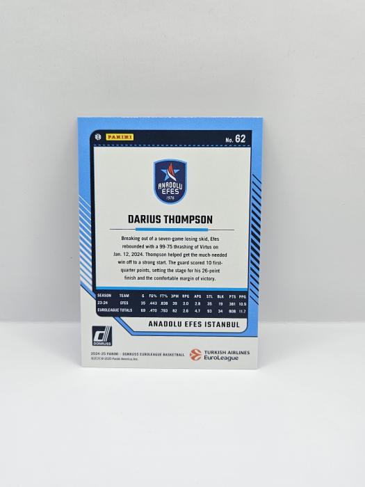 24-25 PANINI DONRUSS EUROLEAGUE ANADOLU EFES DARIUS THOMPSON BLUE LASER 42/49