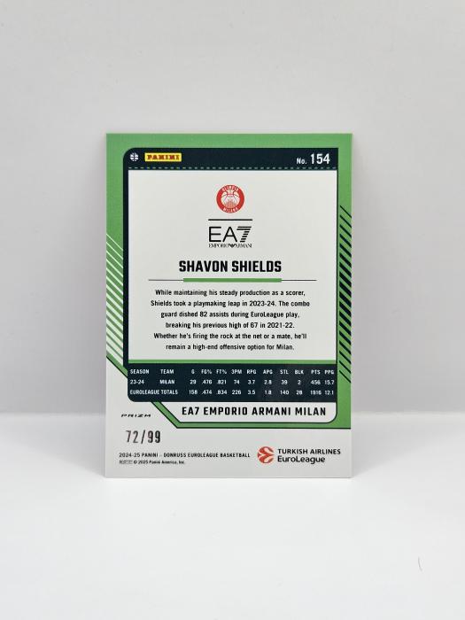 24-25 PANINI DONRUSS OPTIC EUROLEAGUE SHAVON SHIELDS RED 72/99
