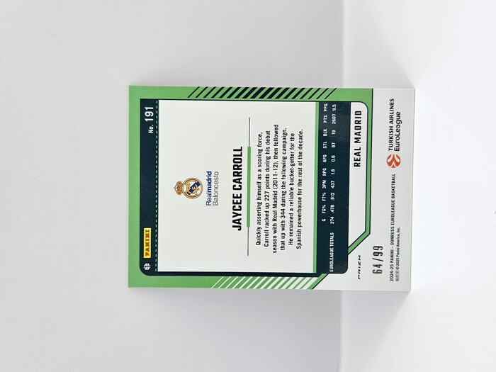 24-25 PANINI DONRUSS OPTIC EUROLEAGUE REAL MADRID JAYCEE CARROLL RED 64/99