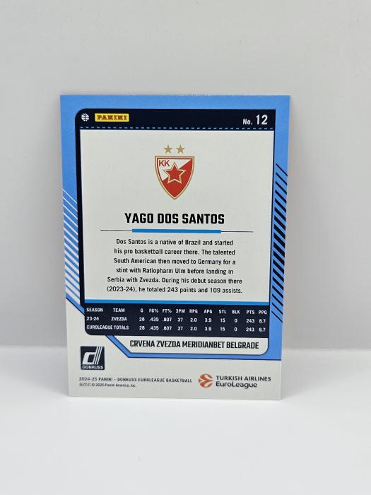 24-25 PANINI DONRUSS EUROLEAGUE CRVENA ZVEZDA YAGO DOS SANTOS ORANGE LASER 71/75