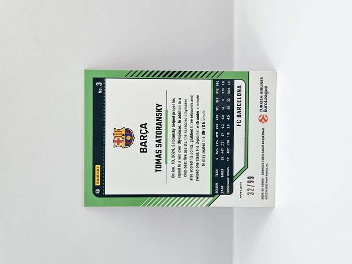 24-25 PANINI DONRUSS  OPTIC EUROLEAGUE BARCELONA TOMAS SATORANSKY RED 32/99