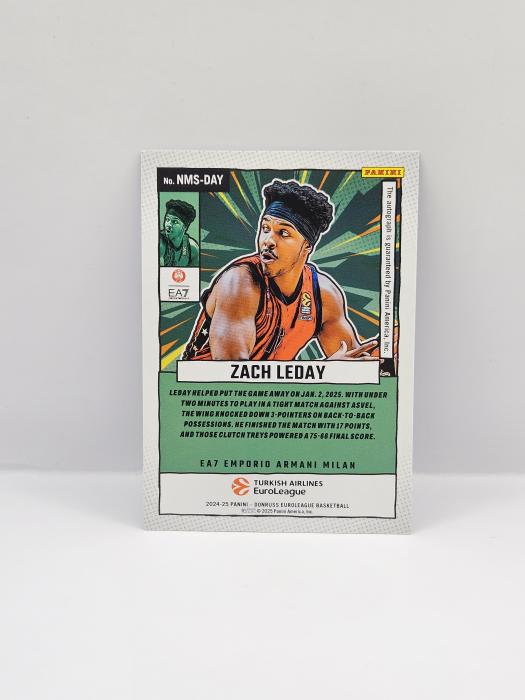 24-25 PANINI DONRUSS EUROLEAGUE ZACH LEDAY ''NET MARVELS'' BLUE LASER 35/49 AUTOGRAPH