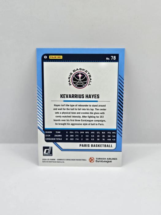 24-25 PANINI DONRUSS EUROLEAGUE PARIS BASKETBALL KEVARRIUS HAYES PURPLE LASER 61/99