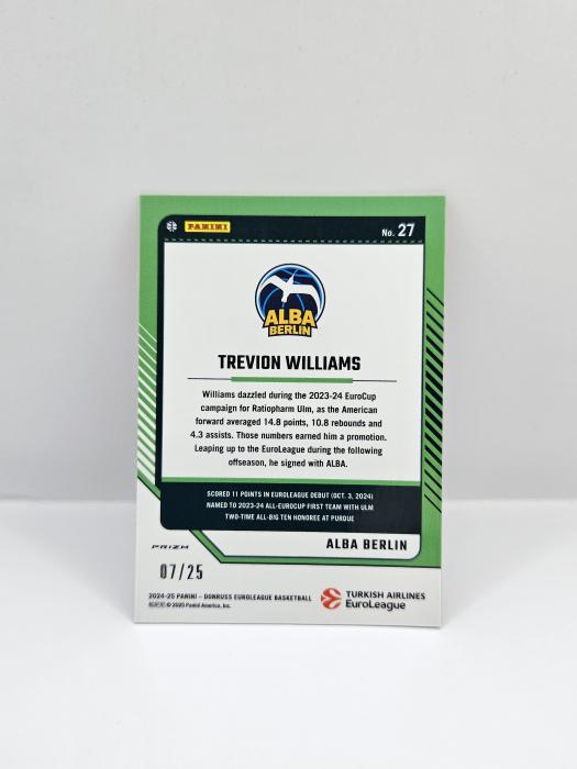 24-25 PANINI DONRUSS OPTIC EUROLEAGUE TREVION WILLIAMS '25TH ANNIVERSARY'' 07/25