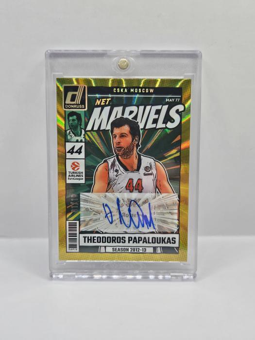 24-25 PANINI DONRUSS EUROLEAGUE THEODOROS PAPALOUKAS ''NET MARVELS'' GOLD AUTOGRAPH 01/10