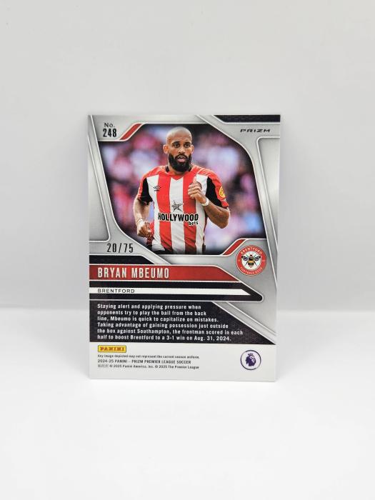 2024-25 PANINI PRIZM EPL BRYAN MBEUMO BLUE CRACKED ICE 20/75