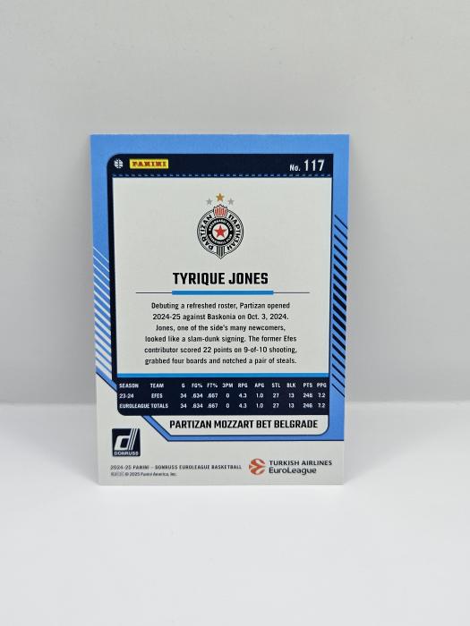 24-25 PANINI DONRUSS EUROLEAGUE TYRIQUE JONES PURPLE PRESS PROOF 199/275