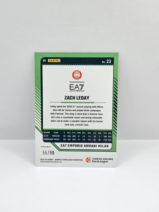 24-25 PANINI DONRUSS OPTIC EUROLEAGUE ZACH LEDAY RED 55/99