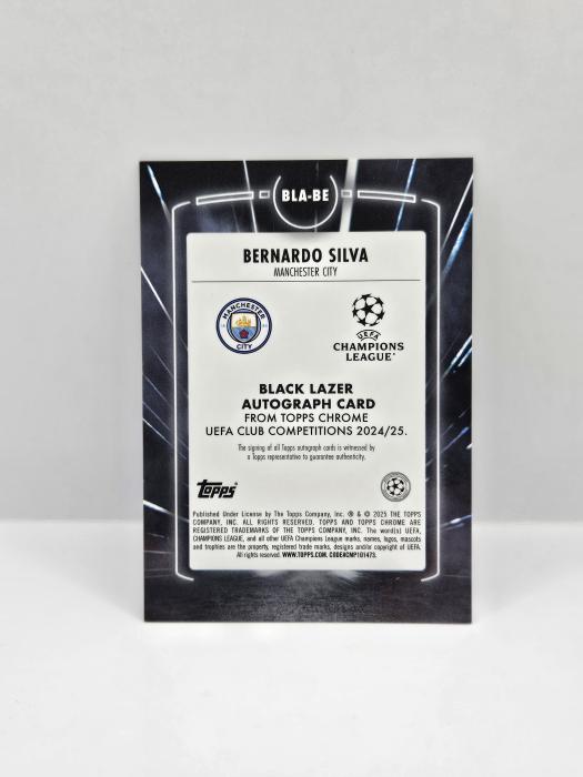 2024/25 TOPPS CHROME UEFA CLUB COMPETITIONS BERNARDO SILVA BLACK LASER AUTOGRAPH 30/99