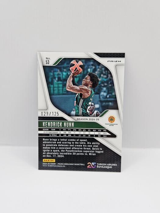 2024-25 PANINI PRIZM EUROLEAGUE KENDRICK NUNN BLUE CRACKED ICE 029/125