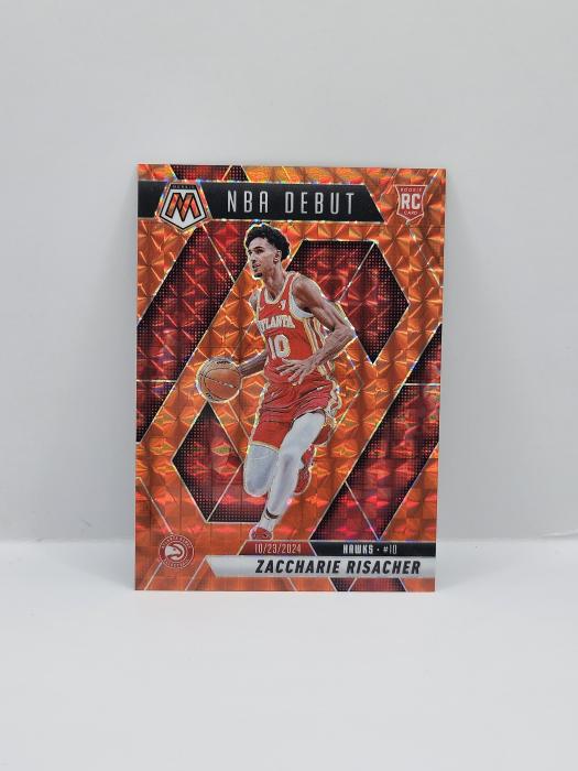 2024-25 PANINI MOSAIC ZACCHARIE RISACHER ''NBA DEBUT'' ORANGE 066/249 ROOKIE 