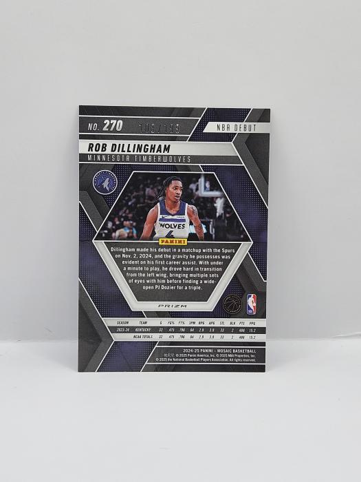 2024-25 PANINI MOSAIC ROB DILLINGHAM ''NBA DEBUT'' BLUE 108/199 ROOKIE