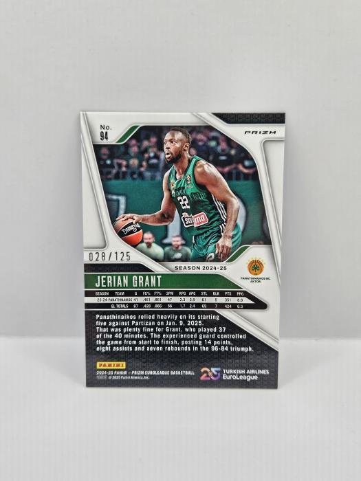 2024-25 PANINI PRIZM EUROLEAGUE JERIAN GRANT BLUE CRACKED ICE 028/125