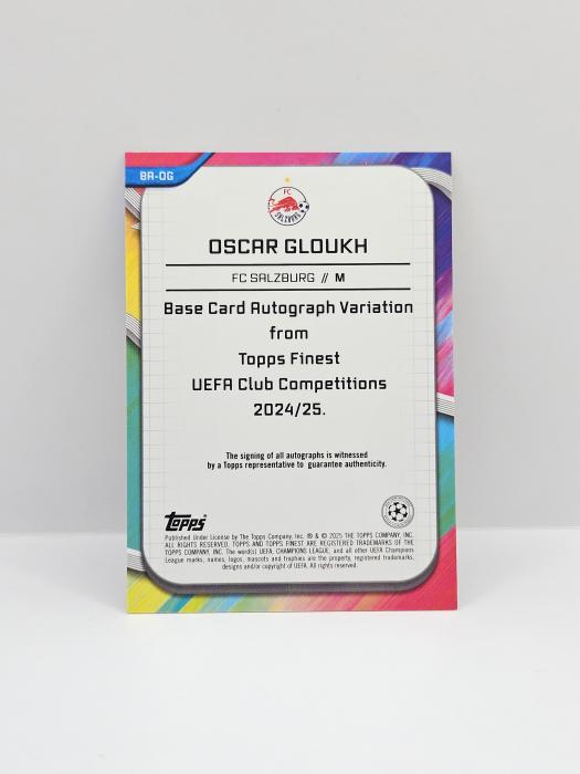 2024-25  TOPPS CHROME FINEST OSCAR GLOUKH AUTOGRAPH GOLD REFRACTOR 33/50 