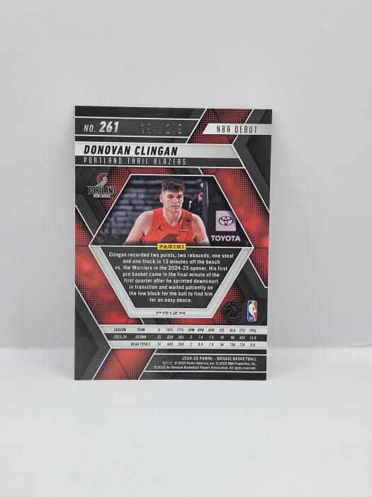 2024-25 PANINI MOSAIC DONOVAN CLINGAN ''NBA DEBUT'' ORANGE 194/249 ROOKIE
