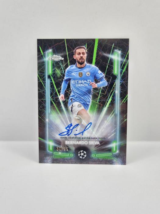 2024/25 TOPPS CHROME UEFA CLUB COMPETITIONS BERNARDO SILVA BLACK LASER AUTOGRAPH 30/99