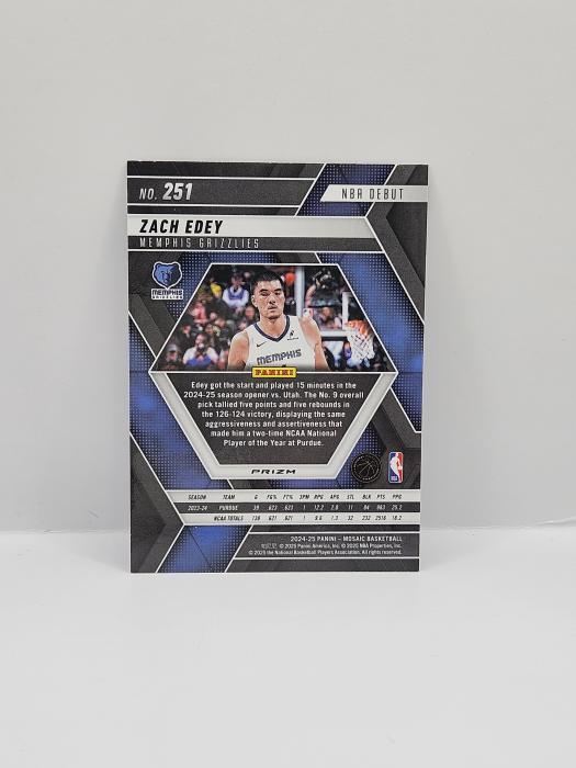 2024-25 PANINI MOSAIC ZACH EDEY SILVER ROOKIE