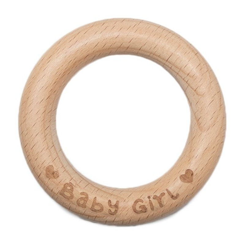 Ξύλινο μασητικό - δαχτυλίδι "Baby Girl" - 70mm